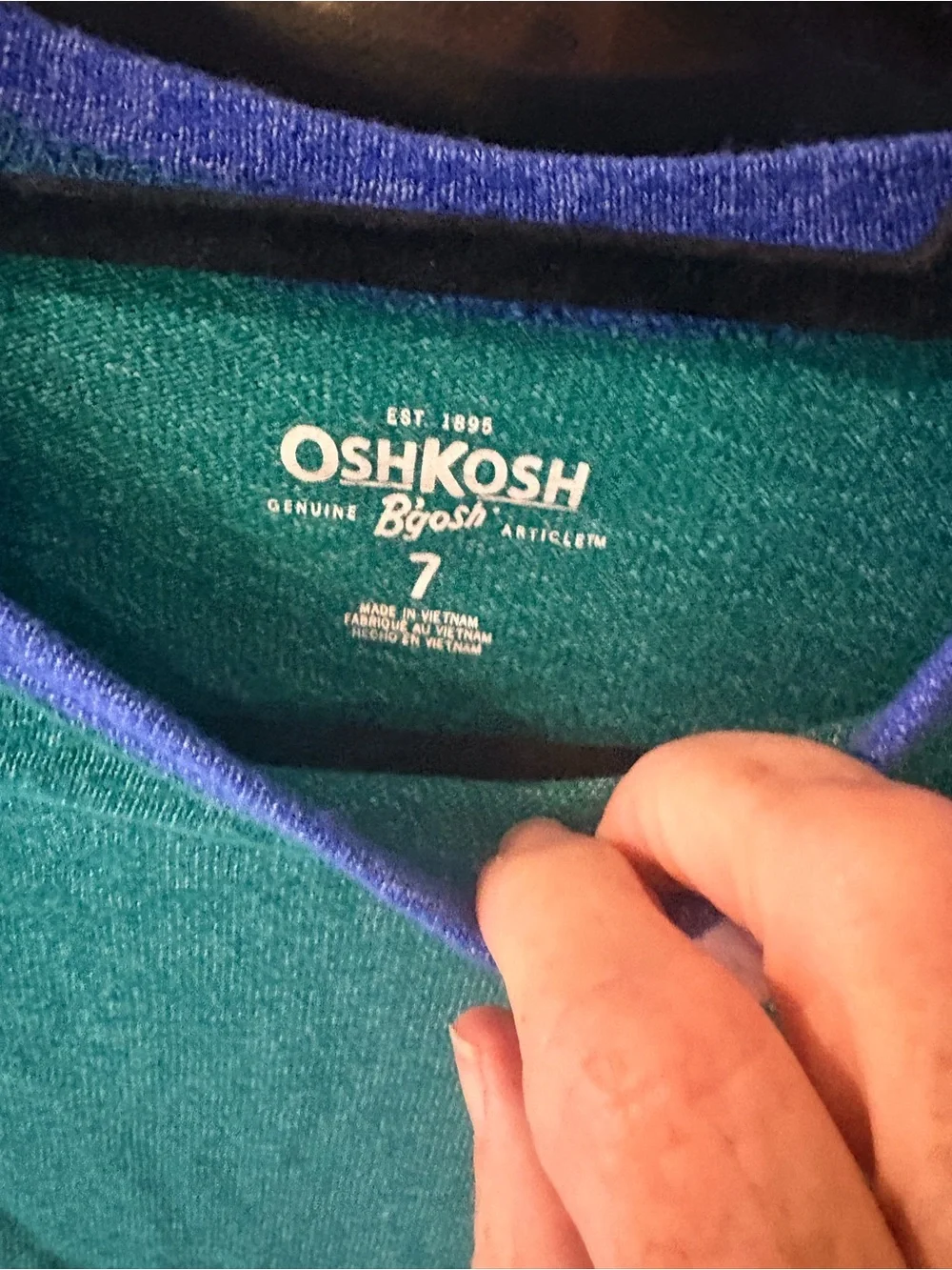 OshKosh B'gosh Green, Blue & Gray Raglan Long Sleeve Tee